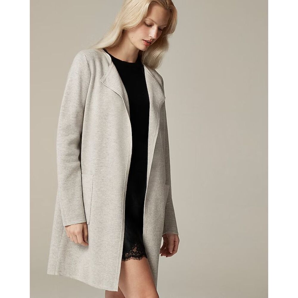 J Crew 365 Juliette Collarless Sweater‎ Blazer XL Open Front Wool Blend Cardigan